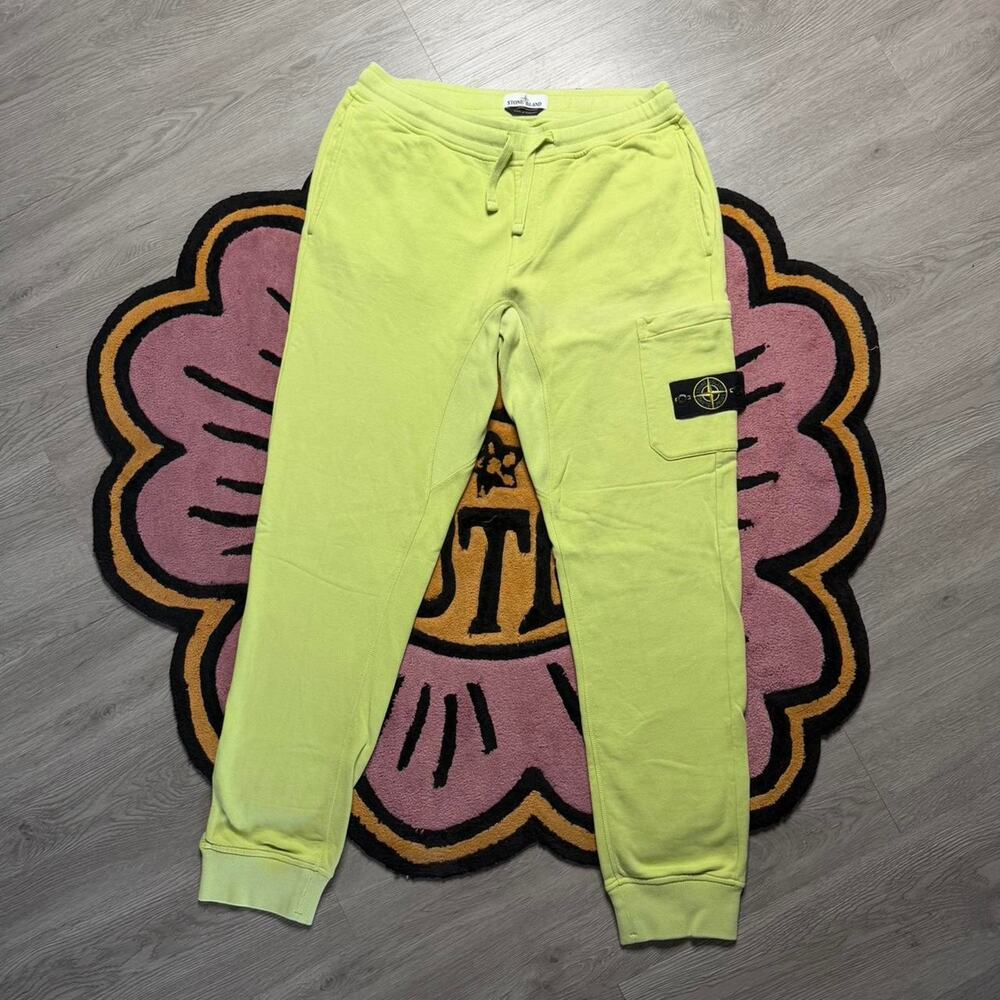 Stone Island Slim Fit Jogger Cuffed Sweatpants Size Large Lime Green